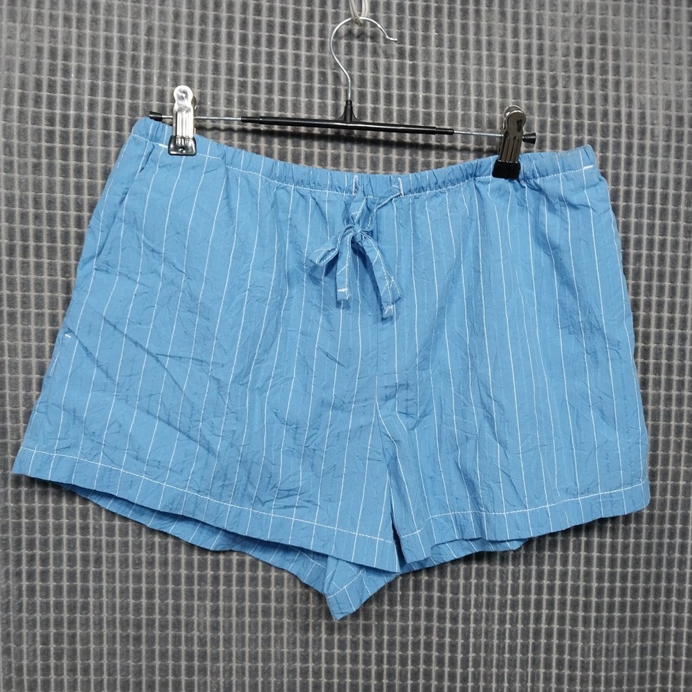 BDG Women Shorts Pinstripe Drawstring Elastic Waist S Blue